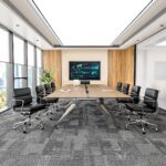 Eames Soft Pad Office Chair Replica Black Mid Back in Meeting Room