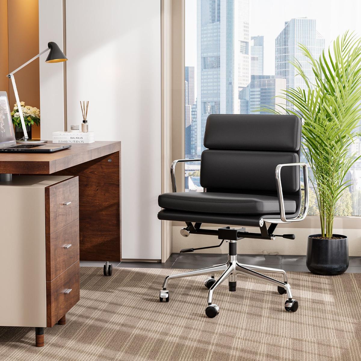 Eames Soft Pad Office Chair Replica Black Mid Back
