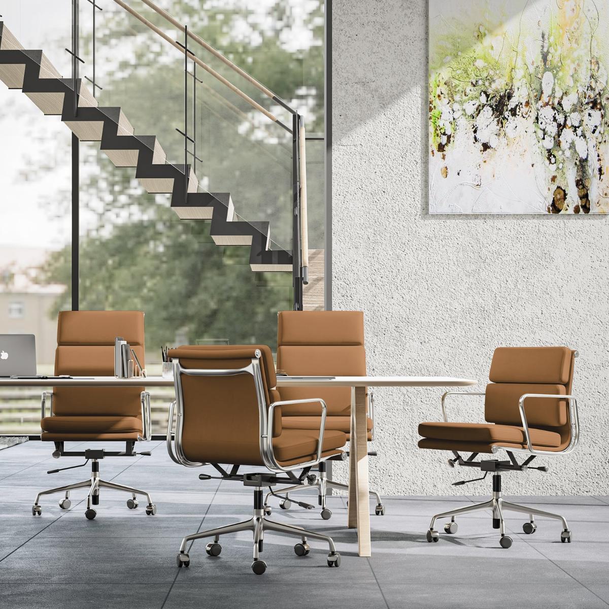 Eames Soft Pad Office Chair Replica Light Brown in Home Office