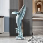 Blue Whale Riding Wave Sculpture
