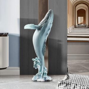 Blue Whale Riding Wave Sculpture