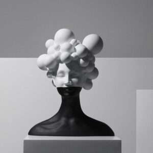 Black and White Woman Bust Statue