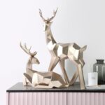 Geometric Deer Family Statue