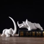 Porcelain Rhino Figurine