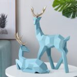 Geometric Deer Family Statue