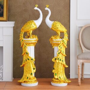 Luxury Peacock Pillar Sculpture