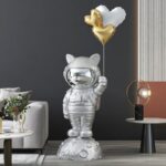 Balloon Cat Astronaut Life Size Statue