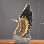 Golden Blue Swan Statue