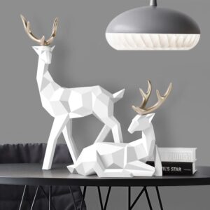 Geometric Deer Family Statue