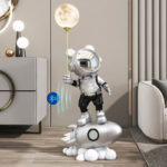 Life Size Rocket Astronaut Holding Moon Light Statue
