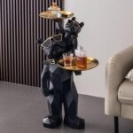 Life-Size French Fighting Dog Statue with Tray