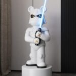 Life-Size Hype Bear Stormtrooper Statue with Lightsaber