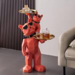 Life-Size French Fighting Dog Statue with Tray
