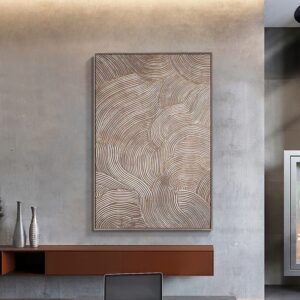 Abstract Brown Swirling Lines Canvas Art - Image 2