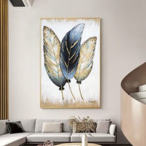 Abstract Golden Feather Canvas Art - Image 2