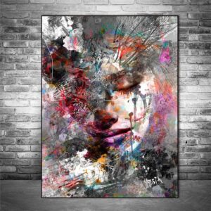 Abstract Graffiti Lady Portrait Canvas Art - Image 2
