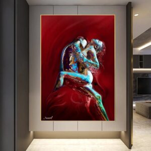 Abstract Naked Couple Lover Canvas Art - Image 1