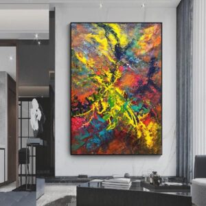 Abstract Orange Blue Canvas Art - Image 2