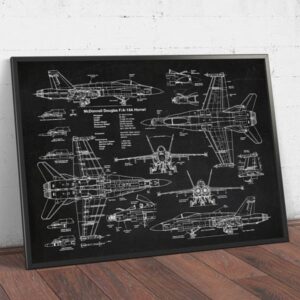Air Force Plane F18 Hornet Blueprint Canvas Art - Image 2