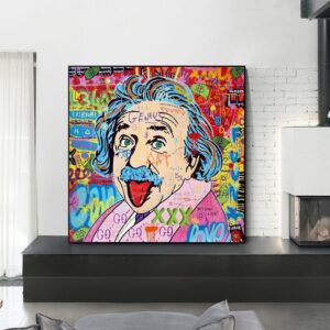 Albert Einstein Graffiti Canvas Painting - Image 2
