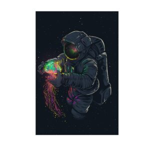 Astronaut Playing Jellyfish In Space Canvas Art - Image 7