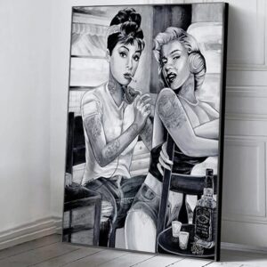 Audrey Hepburn and Monroe Tattoo Canvas Art - Image 2