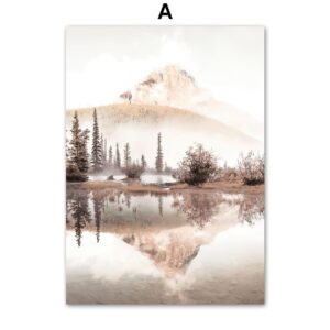 Autumn Mountain Savanna Lake Gallery Wall Canvas Art - Image 5