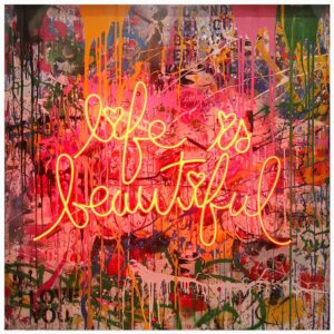 Banksy Graffiti Life Is Beautiful Canvas Art - Image 7