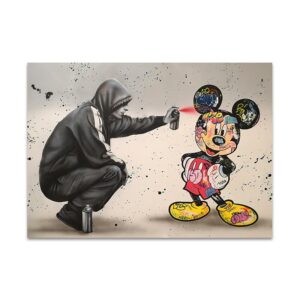Banksy Graffiti Mickey Mouse Canvas Art - Image 1