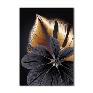 Black Golden Leaf Canvas Art - Image 8