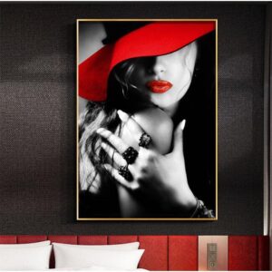 Black and Red Sexy Lady Canvas Art - Image 4