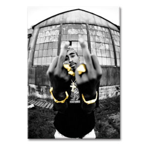 Black and White Rapper Canvas Art - Image 1