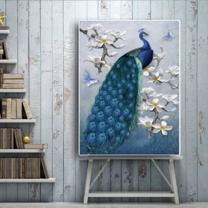 Blue Peacock Lily Flower Painting - Image 4