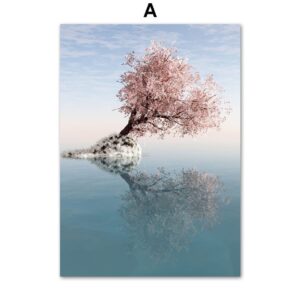 Blue Sky Sakura Tree Canvas Art - Image 5