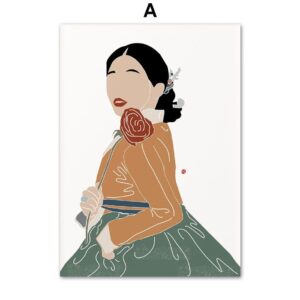 Boho Traditional Korean Hanbok Canvas Art - Image 5