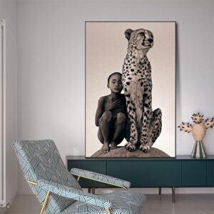 Boy And A Cheetah Canvas Art - Image 2