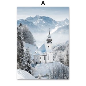 Cabin In The Snow Forest Gallery wall Canvas Art - Image 5