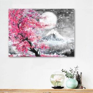 Cherry Blossom Mount Fuji Japanese Canvas Art - Image 3