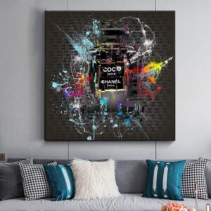 Coco Chanel Graffiti Perfume Bottle Canvas Art - Image 2