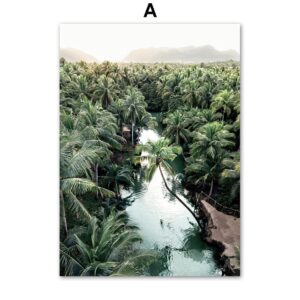 Coconut Tree Bamboo Forest Gallery Wall Canvas Art - Image 5