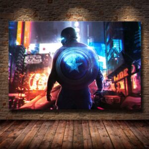 Cyberpunks Captain America Canvas Art - Image 1