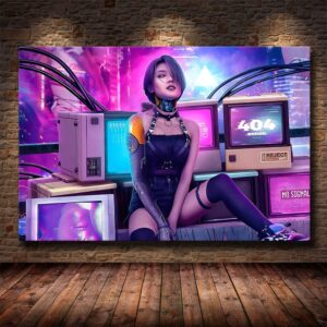 Cyberpunks Cyborg Operator Canvas Art - Image 1