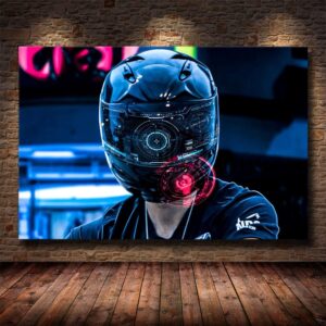 Cyberpunks Futuristic Rider Helmet Art - Image 1