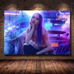 Cyberpunks Imaginary Girl Canvas Art - Image 1