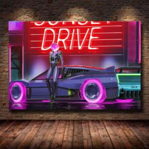 Cyberpunks Racer Canvas Art - Image 1