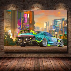 Cyberpunks Sports Car Canvas Art - Image 1