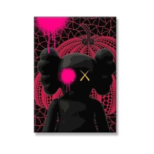 Dark Kaws Yayoi Kusama Canvas Art - Image 1