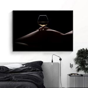 Dark Sexy Wine Lady Painting - Image 4