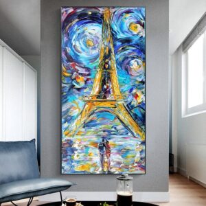 Eiffel Tower Starry Night Canvas Art - Image 2
