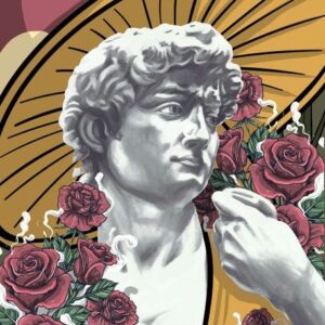 Flowery David Statue Canvas Art - Image 6